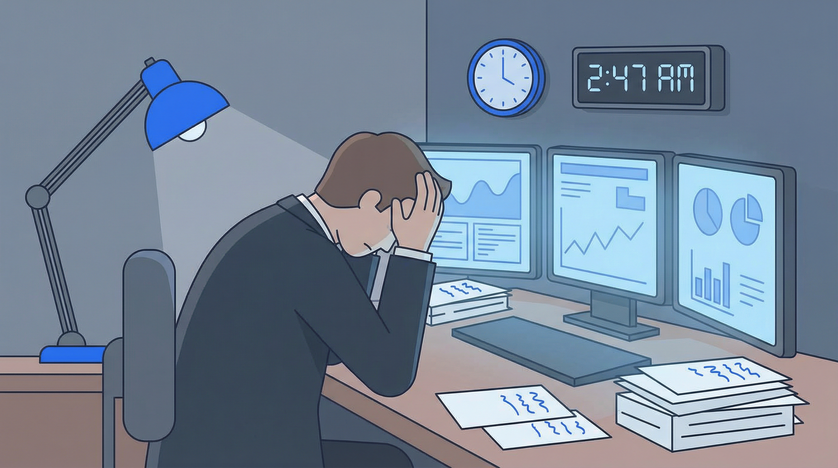 副業に疲弊するビジネスマン